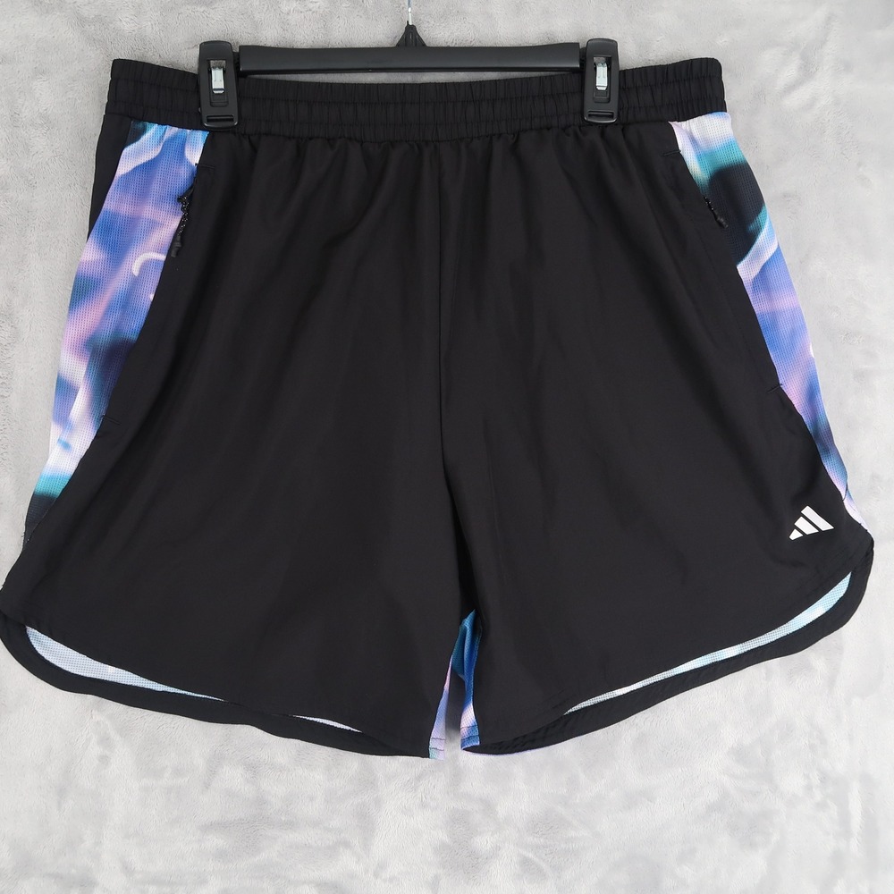 Adidas Running Shorts Men XL Black Purple AEROREADY 7" Graphic Regular Fit